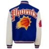 Phoenix Suns Jeff Hamilton Wool & Leather Blue/ White Varsity Jacket - Image 2