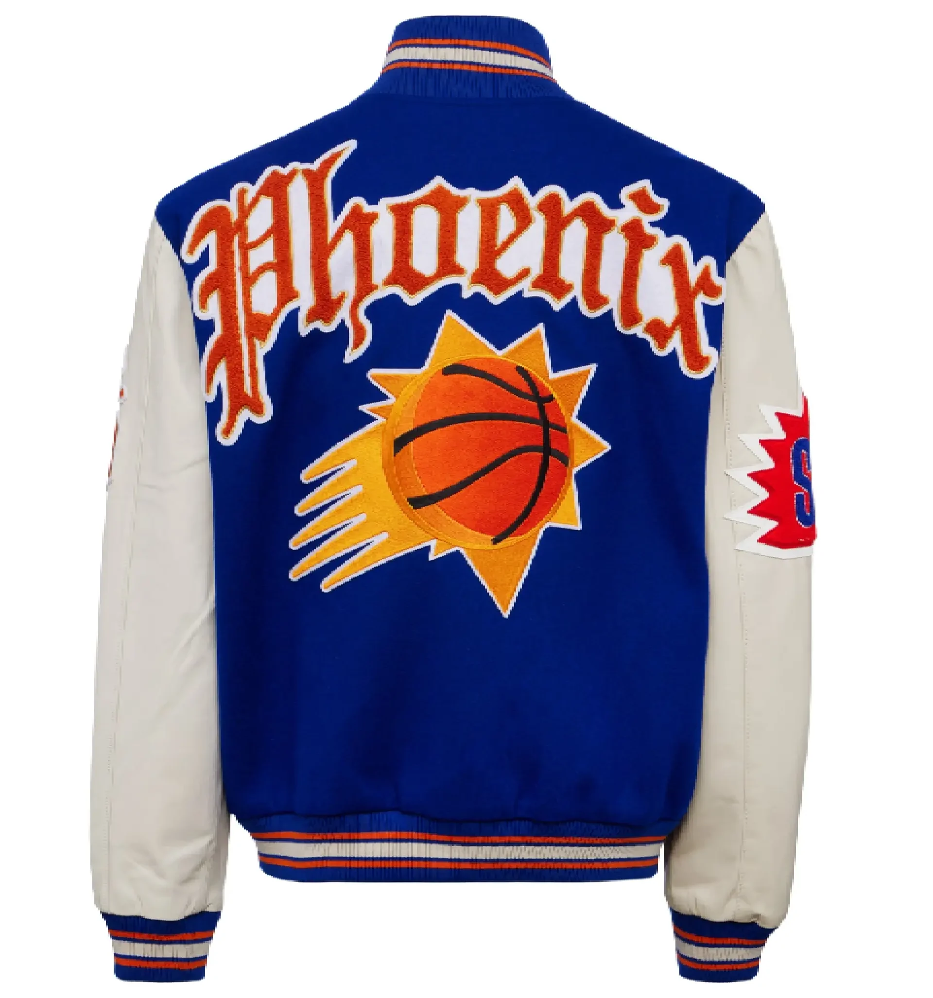 Alternative view of Phoenix Suns Jeff Hamilton Wool & Leather Blue/ White Varsity Jacket