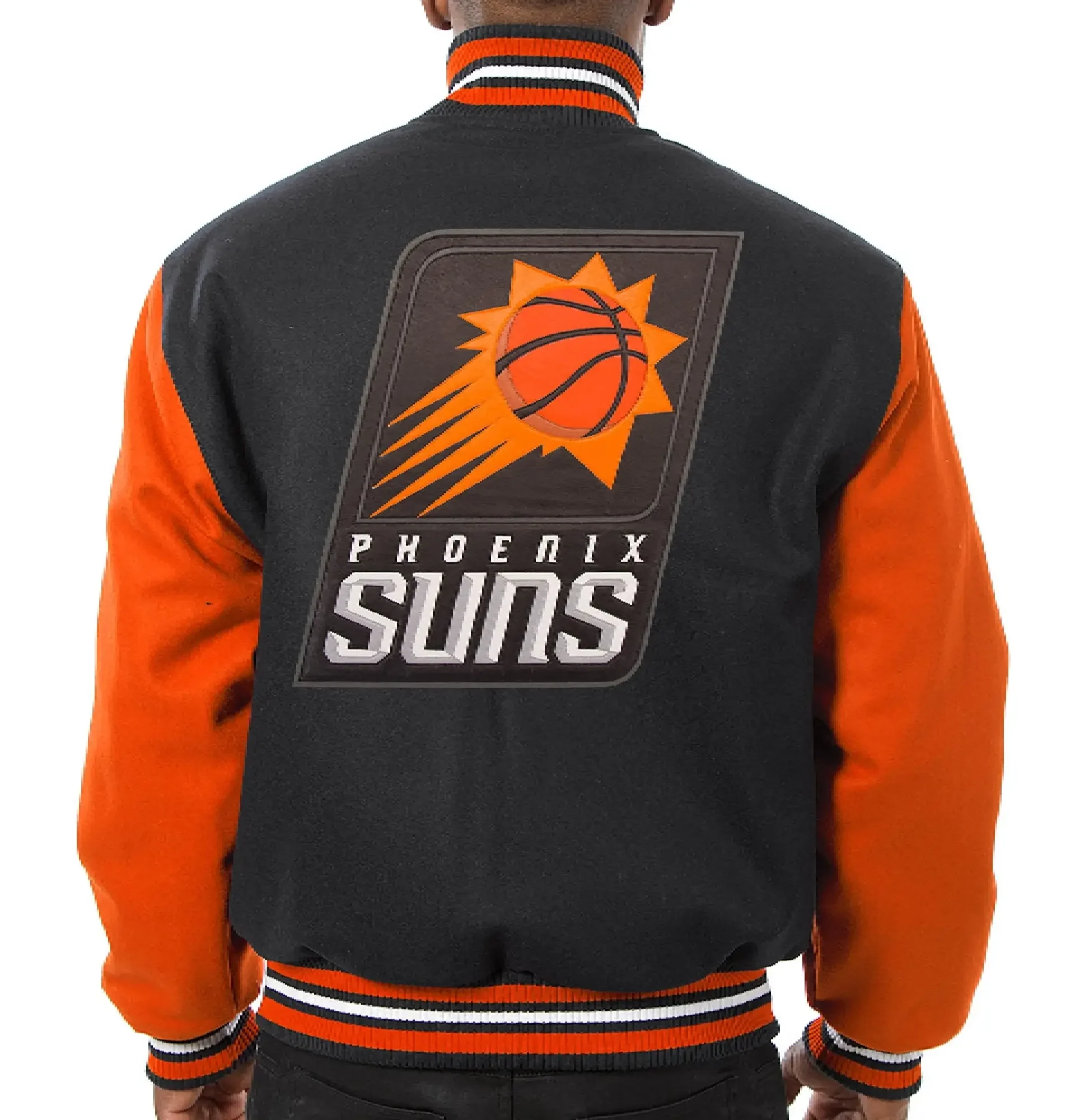 Alternative view of Phoenix Suns Team Players Wool Varsity Jacket (Black & Orange)