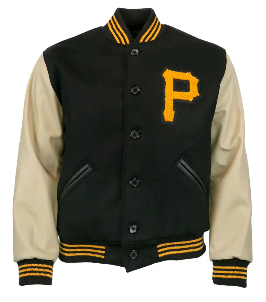 Pittsburgh-Pirates-1960-Authentic-Black-Wool-Leather-Varsity-Jacket-LEATHER MOTO 1