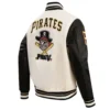 Pittsburgh-Pirates-Retro-Classic-Rib-White-Black-Varsity-Jacket-lather moto 3
