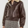Premium Bronze Luxe Leather Bomber Jacket for Women - Image 2