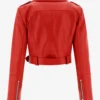 Queen Red Cropped Women's Leather Biker Jacket (6)