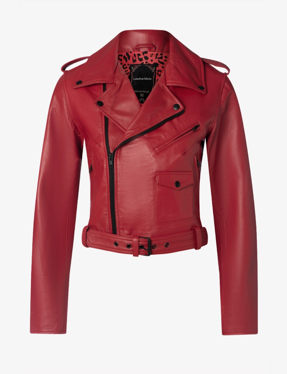 Rebel Charm Red Women Leather Biker Jacket (1)