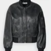 Retro Polo Black Cropped Leather Blouson Jacket – Effortless Chic (1)