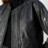 Retro Polo Black Cropped Leather Blouson Jacket – Effortless Chic (2)