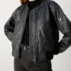 Retro Polo Black Cropped Leather Blouson Jacket – Effortless Chic (3)