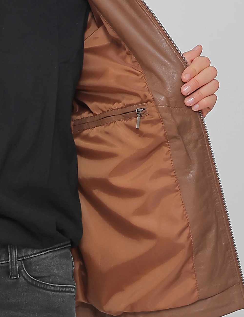 Rich Cognac Timeless Bomber Nappa Leather Jacket (1)