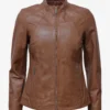 Rich Cognac Timeless Bomber Nappa Leather Jacket