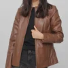Rich Cognac Timeless Bomber Nappa Leather Jacket (4)