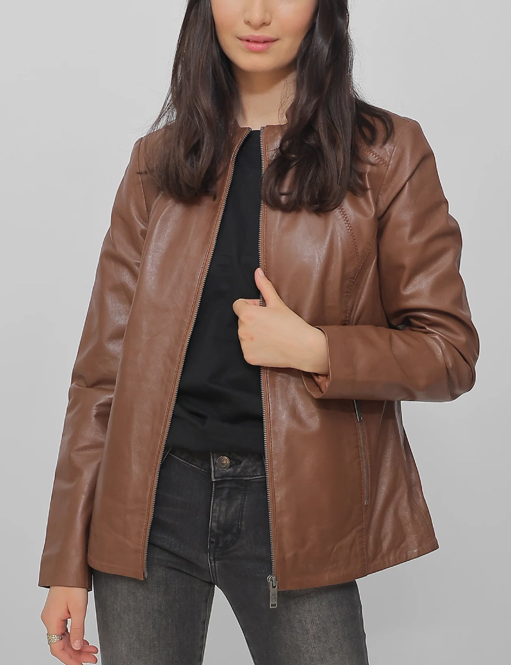 Rich Cognac Timeless Bomber Nappa Leather Jacket (4)