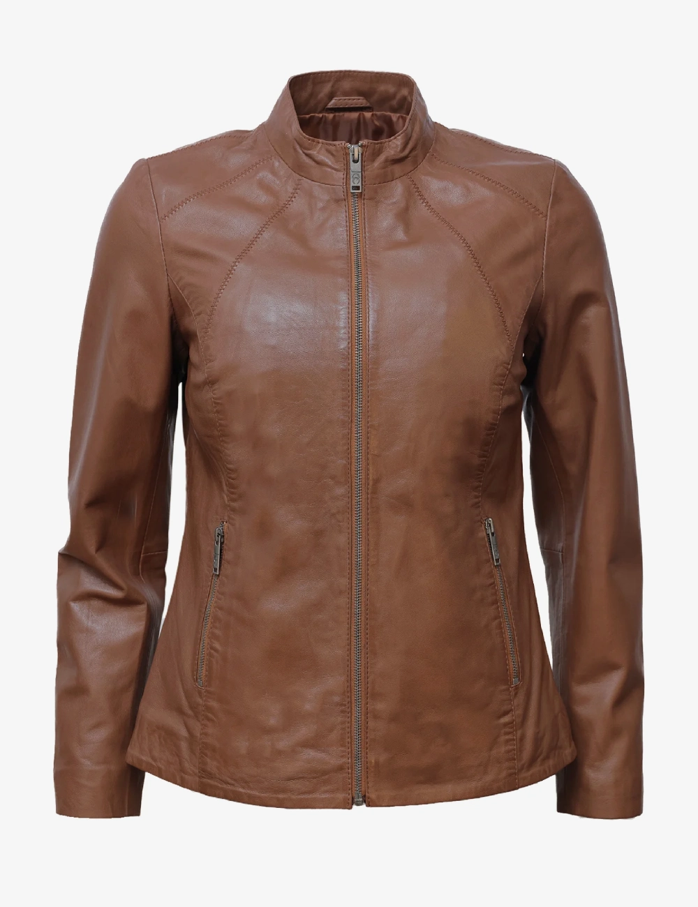 Rich Cognac Timeless Bomber Nappa Leather Jacket