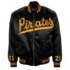 Roberto-Clemente-1970-Authentic-Black-Satin-Varsity-Zipper-Jacket-leather moto 1