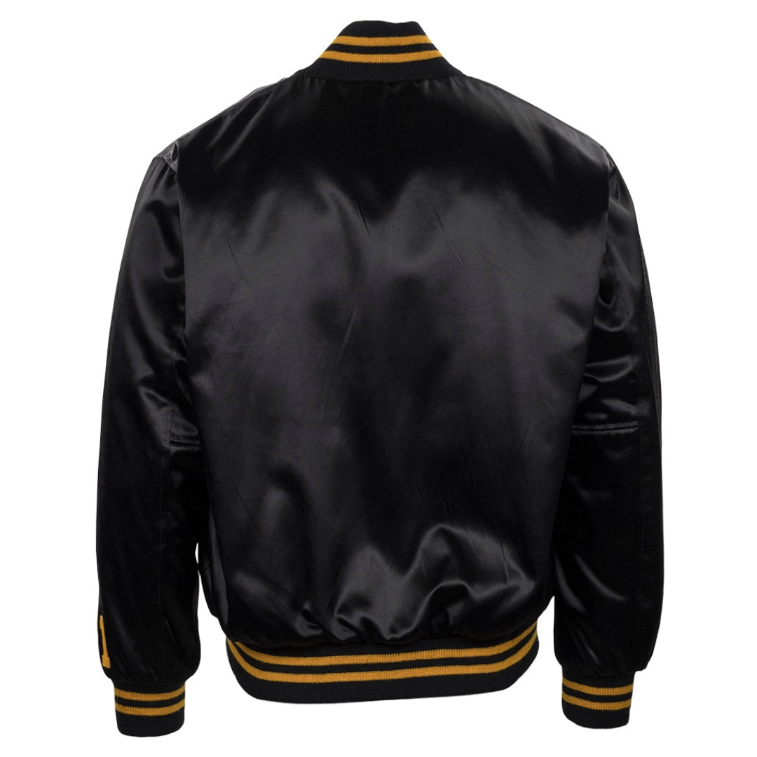 Roberto-Clemente-1970-Authentic-Black-Satin-Varsity-Zipper-Jacket-leather moto 2