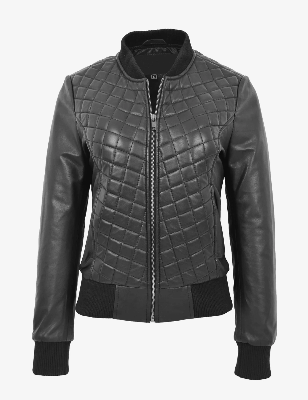 Sable Luxe Women's Black Quilted Leather Bomber Jacket (1)
