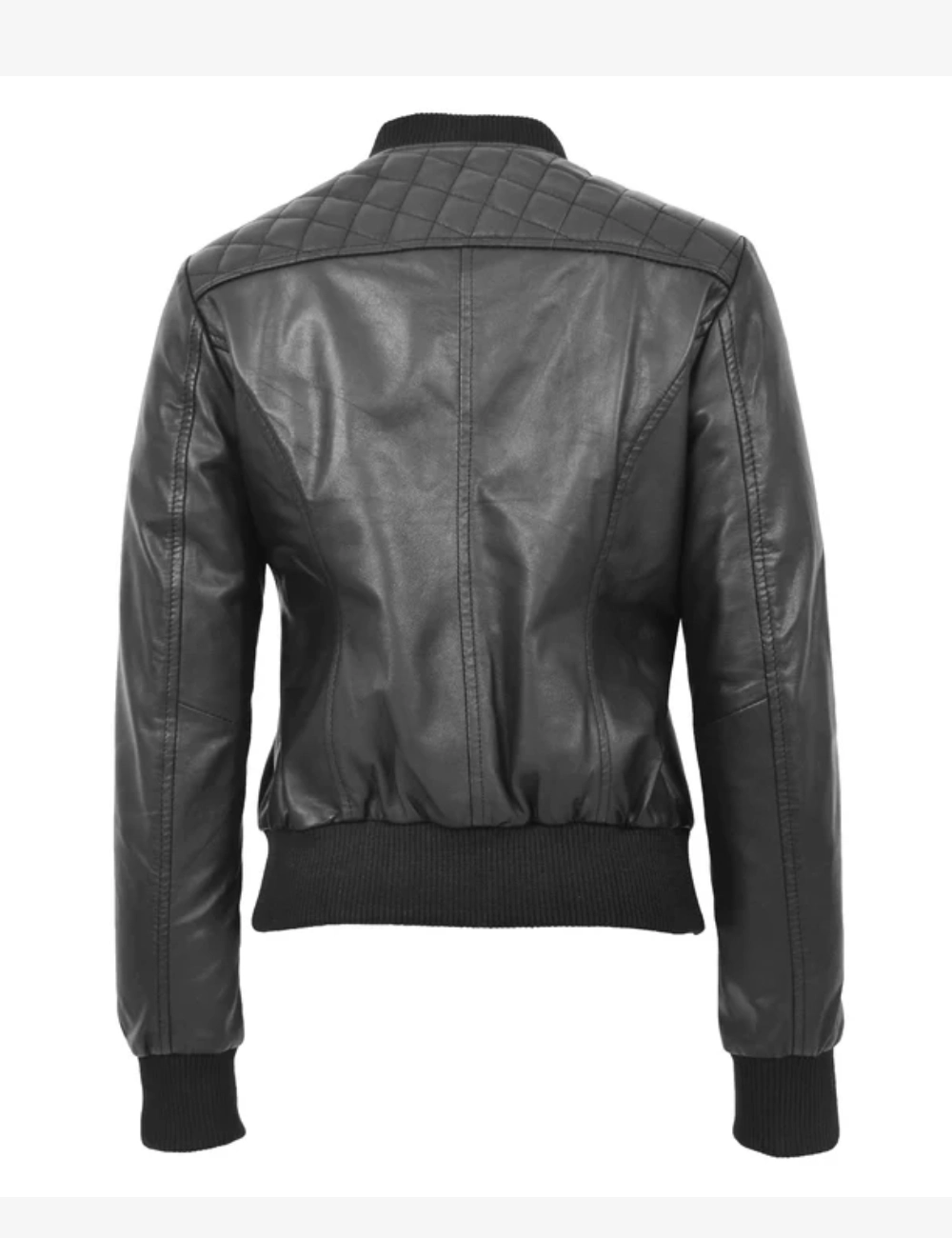 Sable Luxe Women's Black Quilted Leather Bomber Jacket (2)