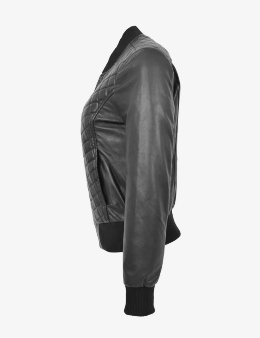 Sable Luxe Women's Black Quilted Leather Bomber Jacket (4)