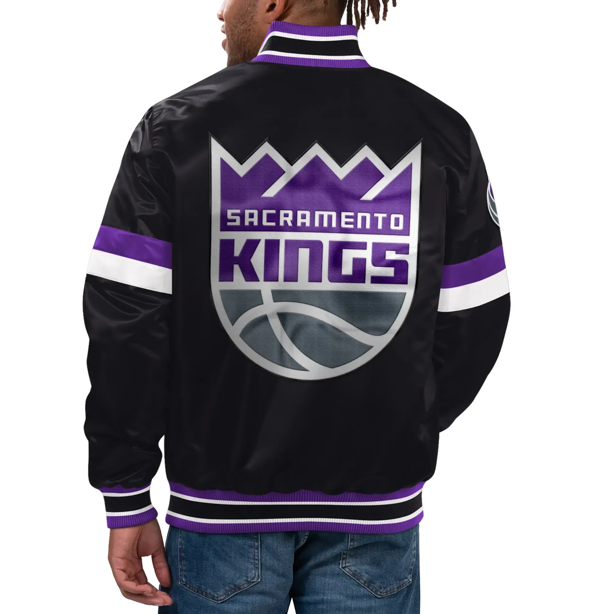 Sacramento-Kings-Starter-Home-Game-Full-Snap-Black-Satin-Varsity-Jacket-LeatherMoto