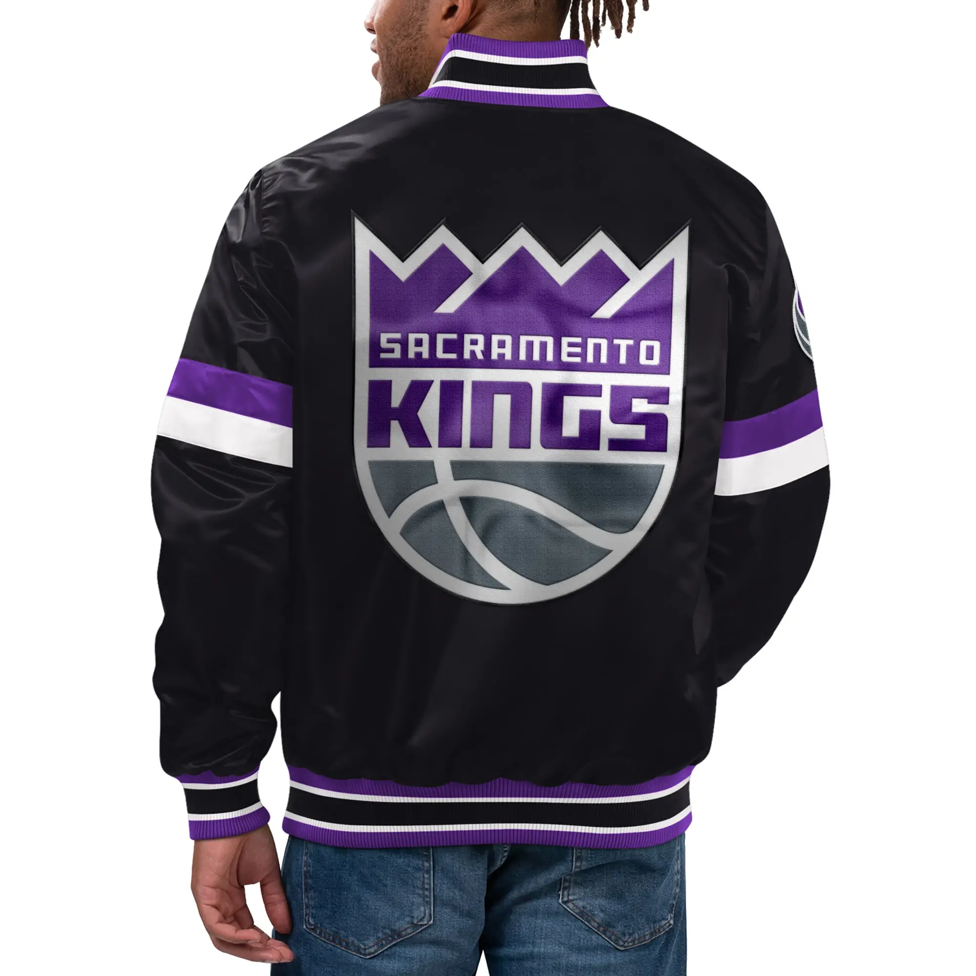 Sacramento-Kings-Starter-Home-Game-Full-Snap-Black-Satin-Varsity-Jacket-LeatherMoto