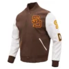 San-Diego-Padres-Classic-Logo-Brown-White-Varsity-Jacket-LEATHER MOTO 1