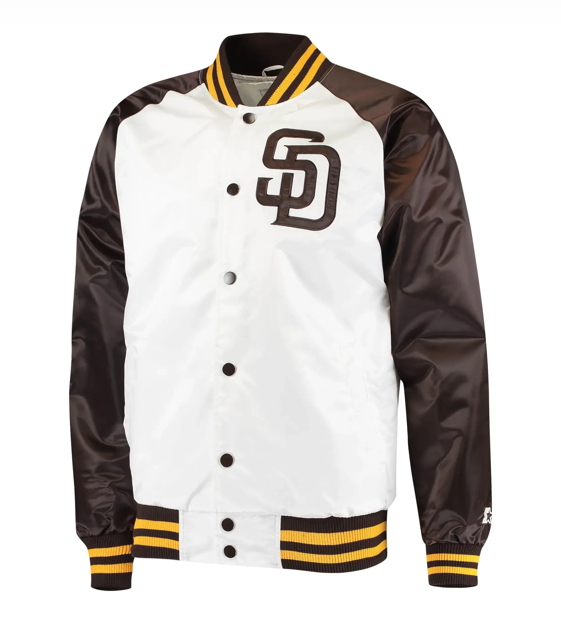 San-Diego-Padres-Satin-Varsity-Jacket-White-Brown-LEATHER MOTO 1