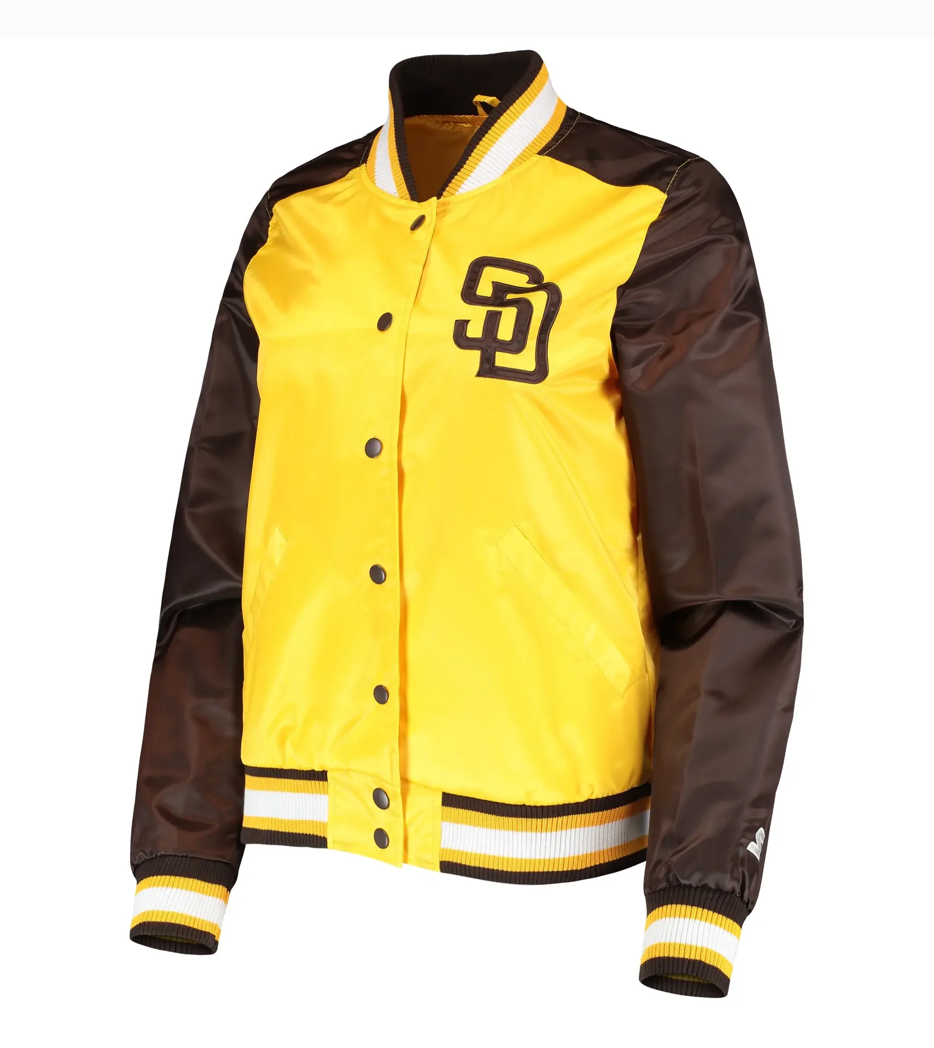 San-Diego-Padres-Starter-Gold-Satin-Varsity-Jacket-LEATHER MOTO 1