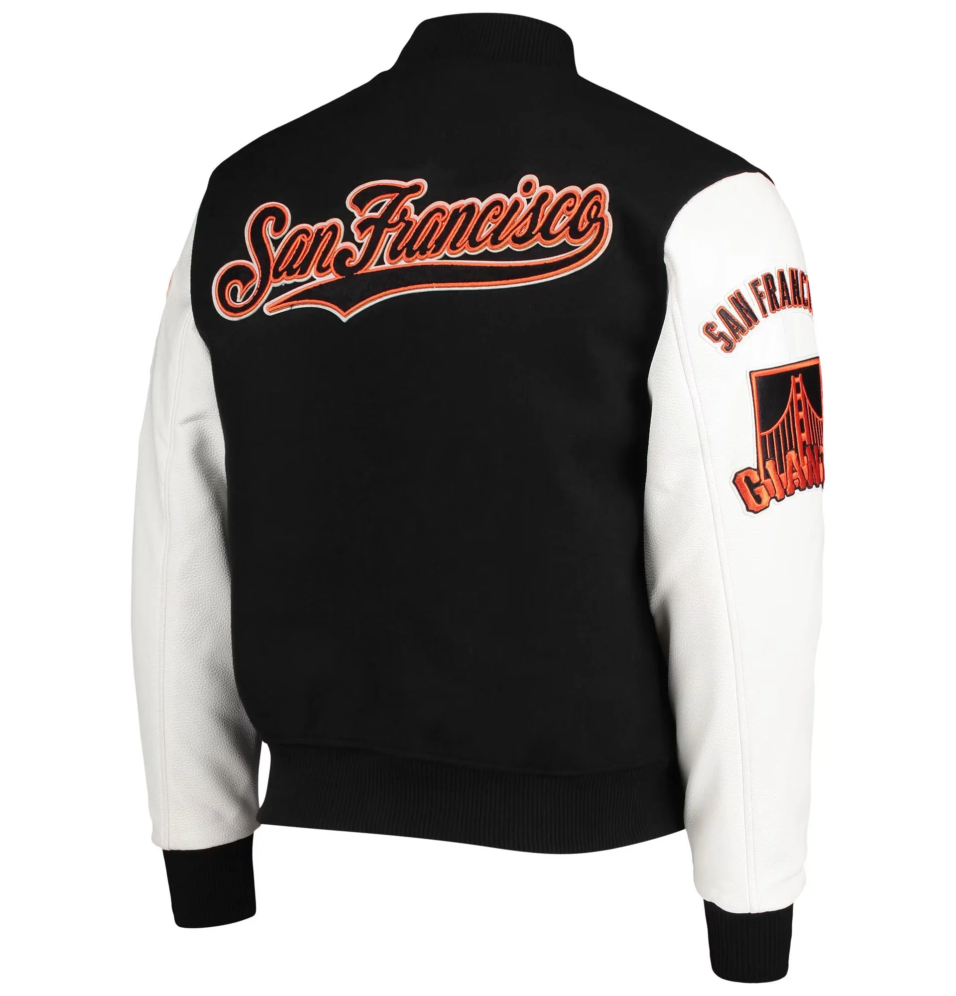 San-Francisco-Giants-Pro-Standard-Logo-Black-White-Varsity-Jacket-leather moto 2