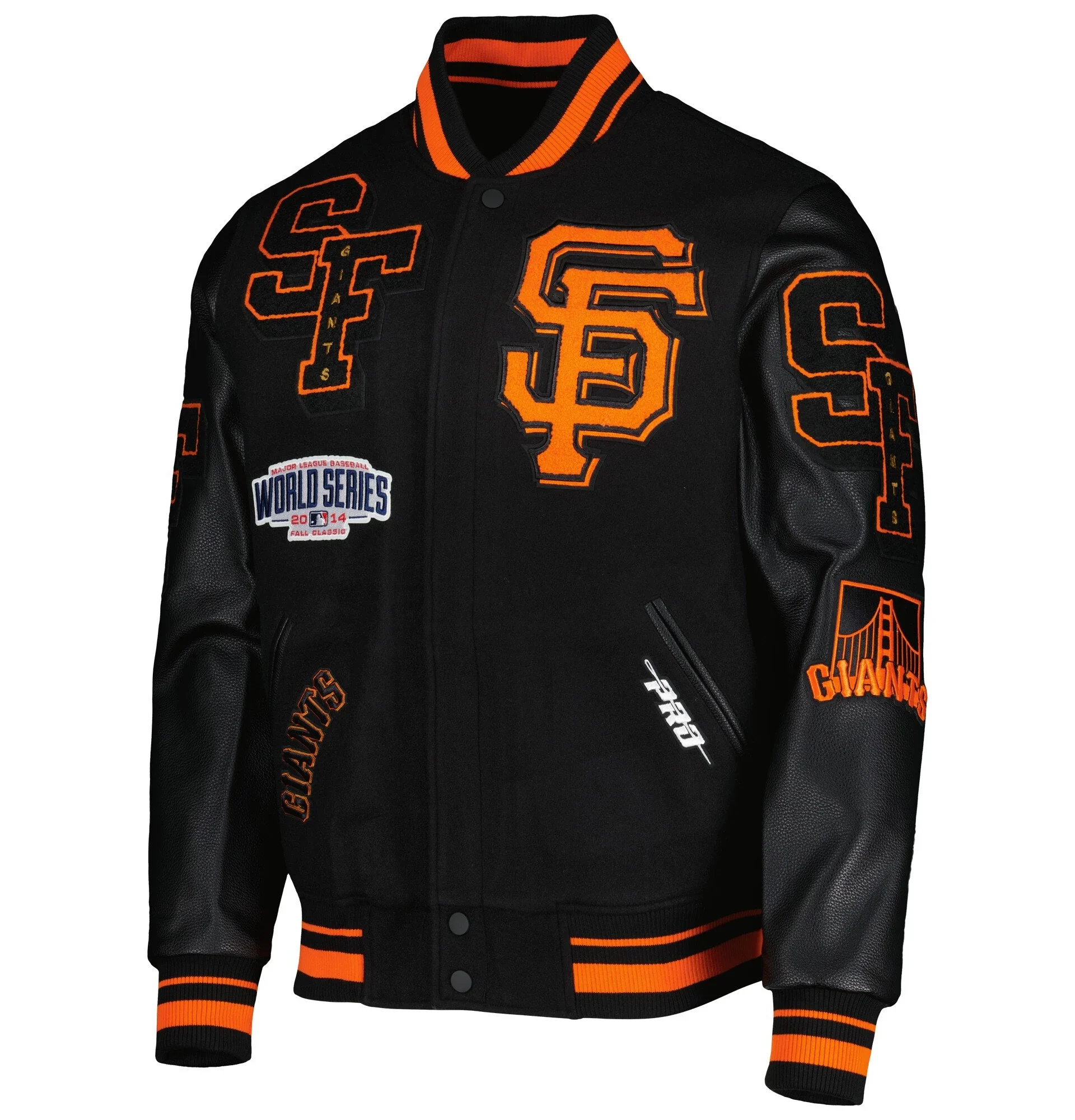 San-Francisco-Giants-Pro-Standard-Mash-Up-Logo-Black-Varsity-Jacket-leather moto 1