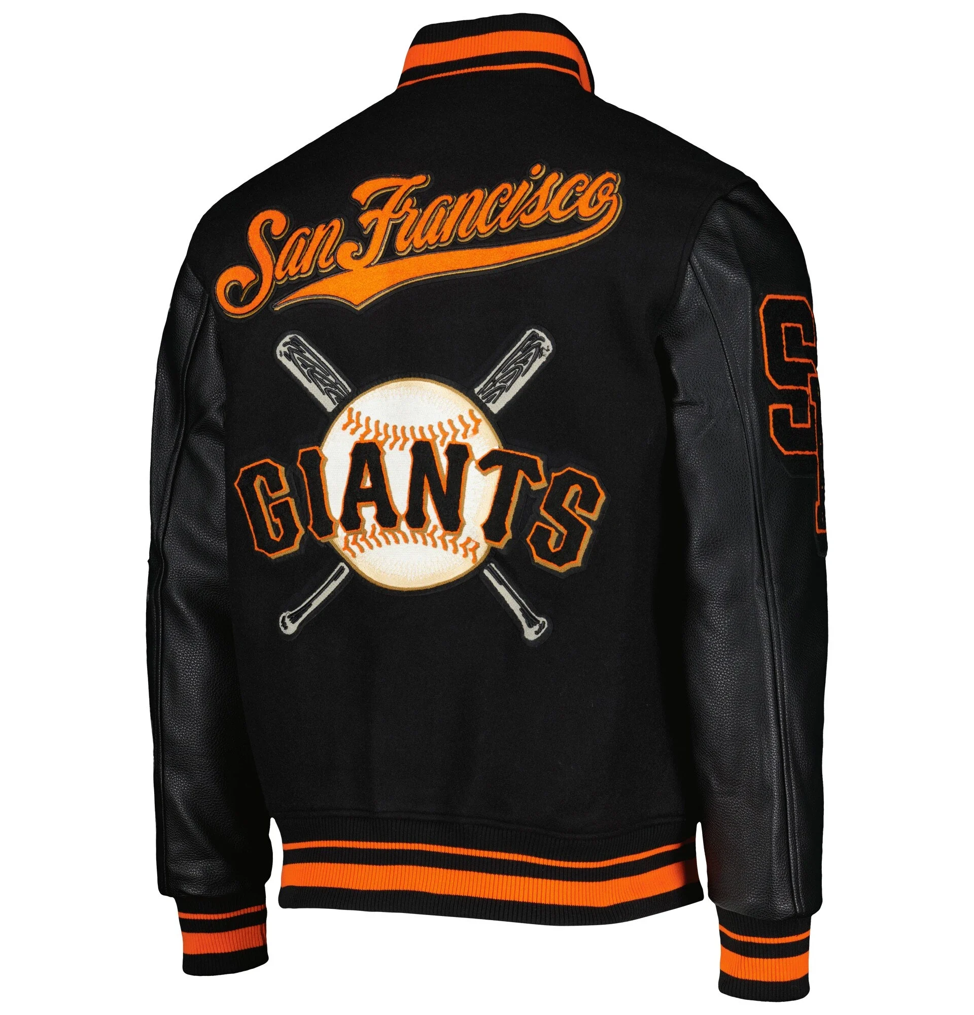 San-Francisco-Giants-Pro-Standard-Mash-Up-Logo-Black-Varsity-Jacket-leather moto 2