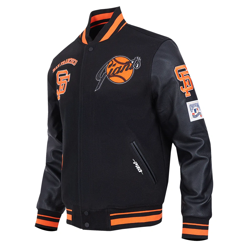 San-Francisco-Giants-Pro-Standard-Retro-Classic-Black-Varsity-Jacket-leather moto 1