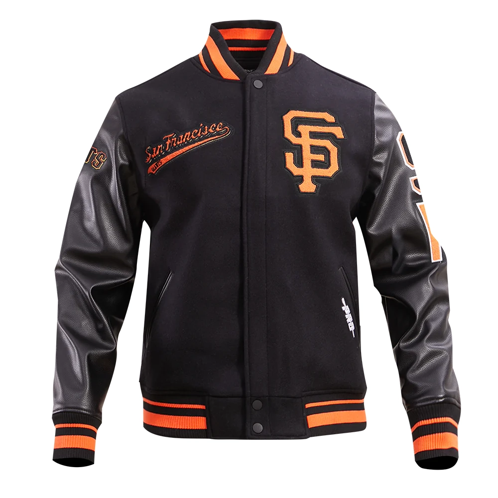 San-Francisco-Giants-Pro-Standard-Script-Tail-Black-Varsity-Jacket-leather moto 2