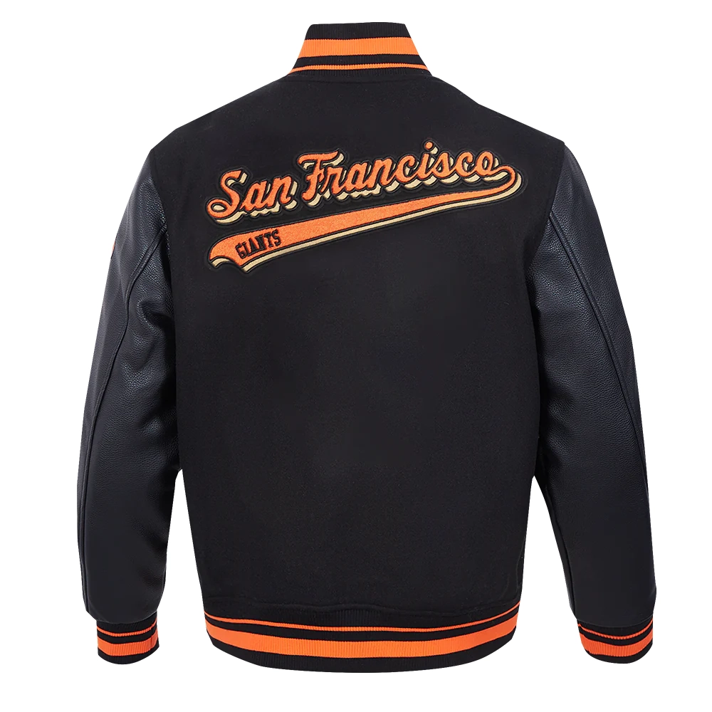 San-Francisco-Giants-Pro-Standard-Script-Tail-Black-Varsity-Jacket-leather moto 4