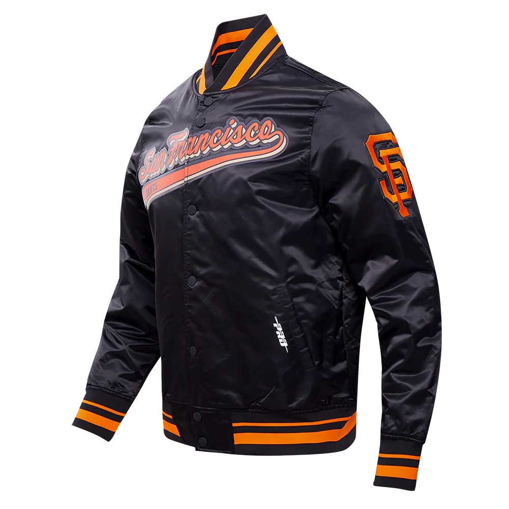San-Francisco-Giants-Script-Tail-Black-Satin-Varsity-Jacket-leather moto 1