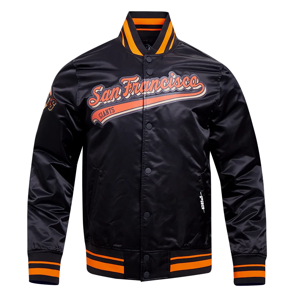 San-Francisco-Giants-Script-Tail-Black-Satin-Varsity-Jacket-leather moto 2