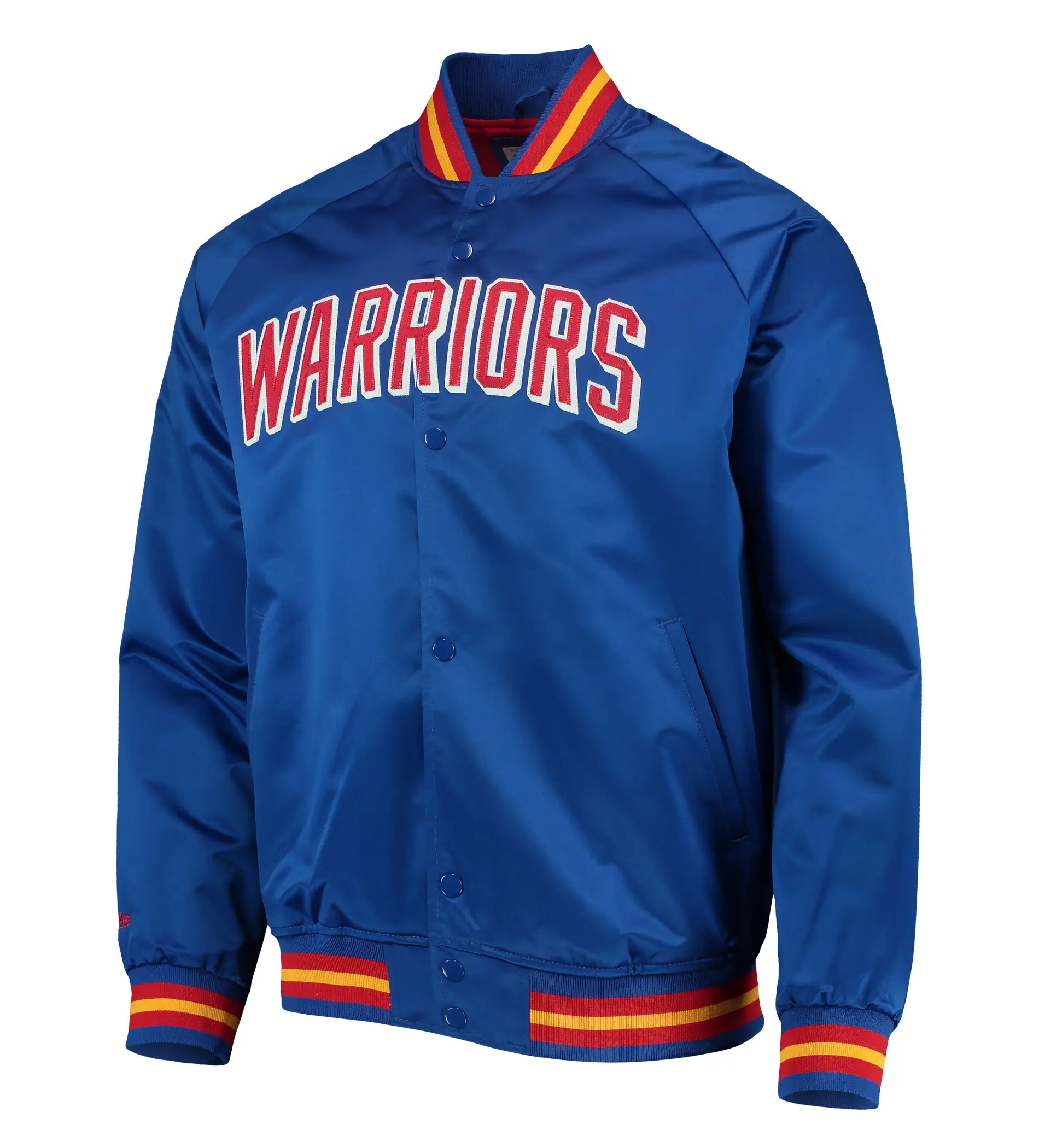 San-Francisco-Warriors-Hardwood-Classics-75th-Anniversary-Full-Snap-Satin-Royal-Blue-Jacket-1