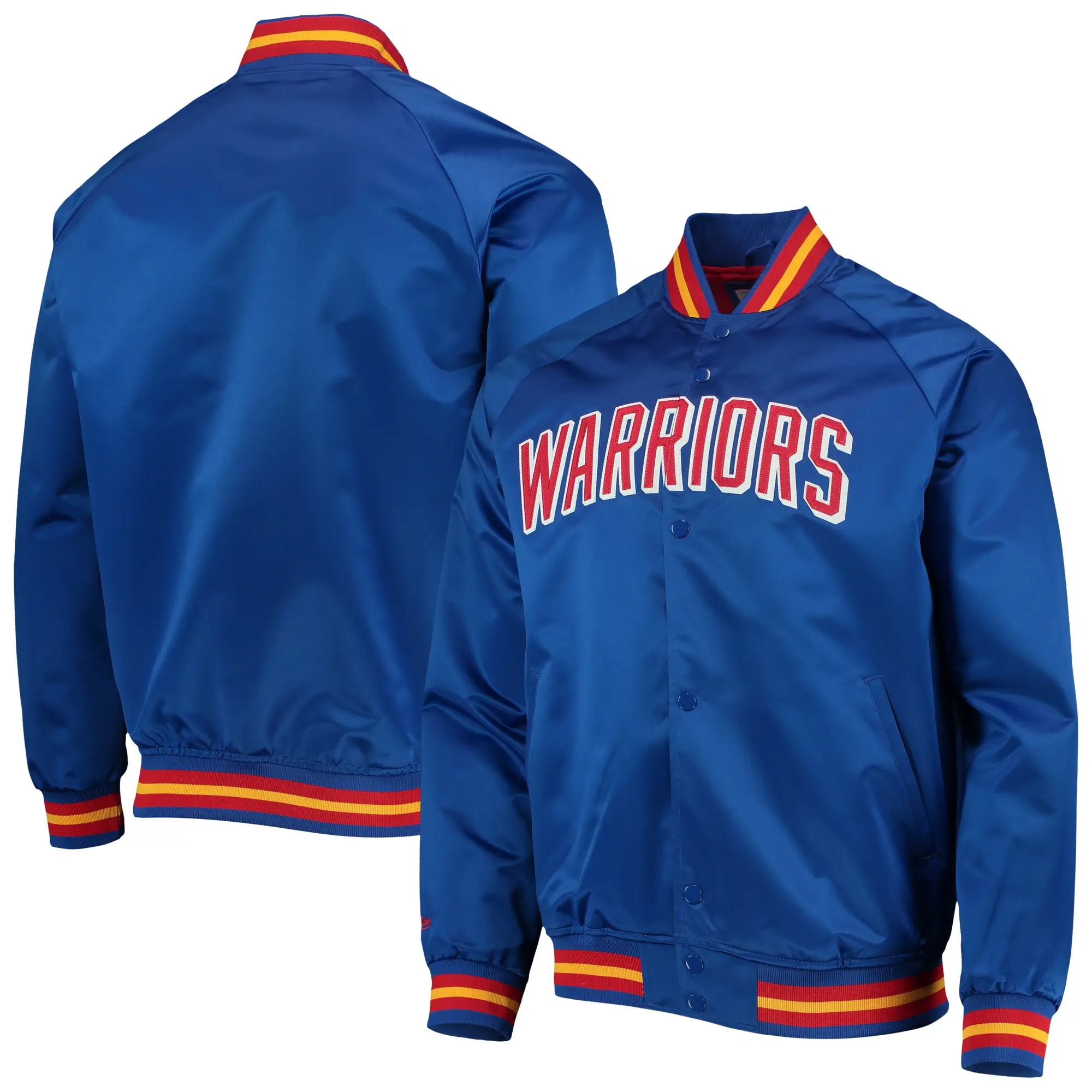 San-Francisco-Warriors-Hardwood-Classics-75th-Anniversary-Full-Snap-Satin-Royal-Blue-Jacket-4