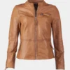 Sandy Tan Dye Leather Cafe Racer Jacket (1)