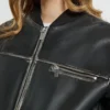 Scarlett Vintage Luxe Women's Leather Bomber Black Jacket (2)