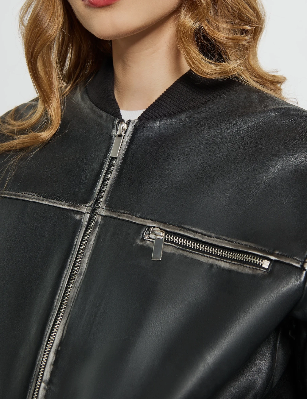 Scarlett Vintage Luxe Women's Leather Bomber Black Jacket (2)