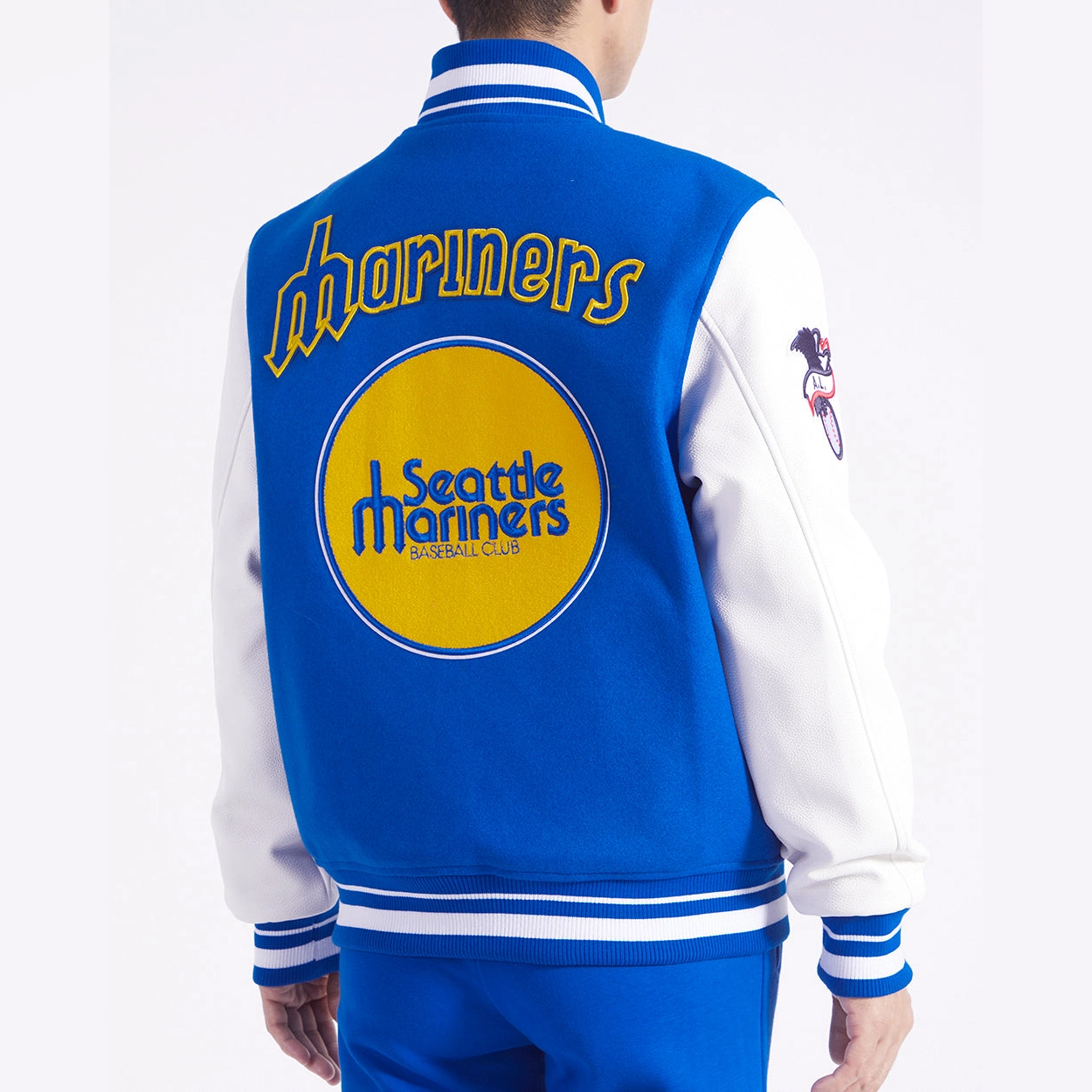 Seattle-Mariners-Pro-Standard-Retro-Classic-Rib-Wool-Leather-Varsity-Jacket-leather moto 1