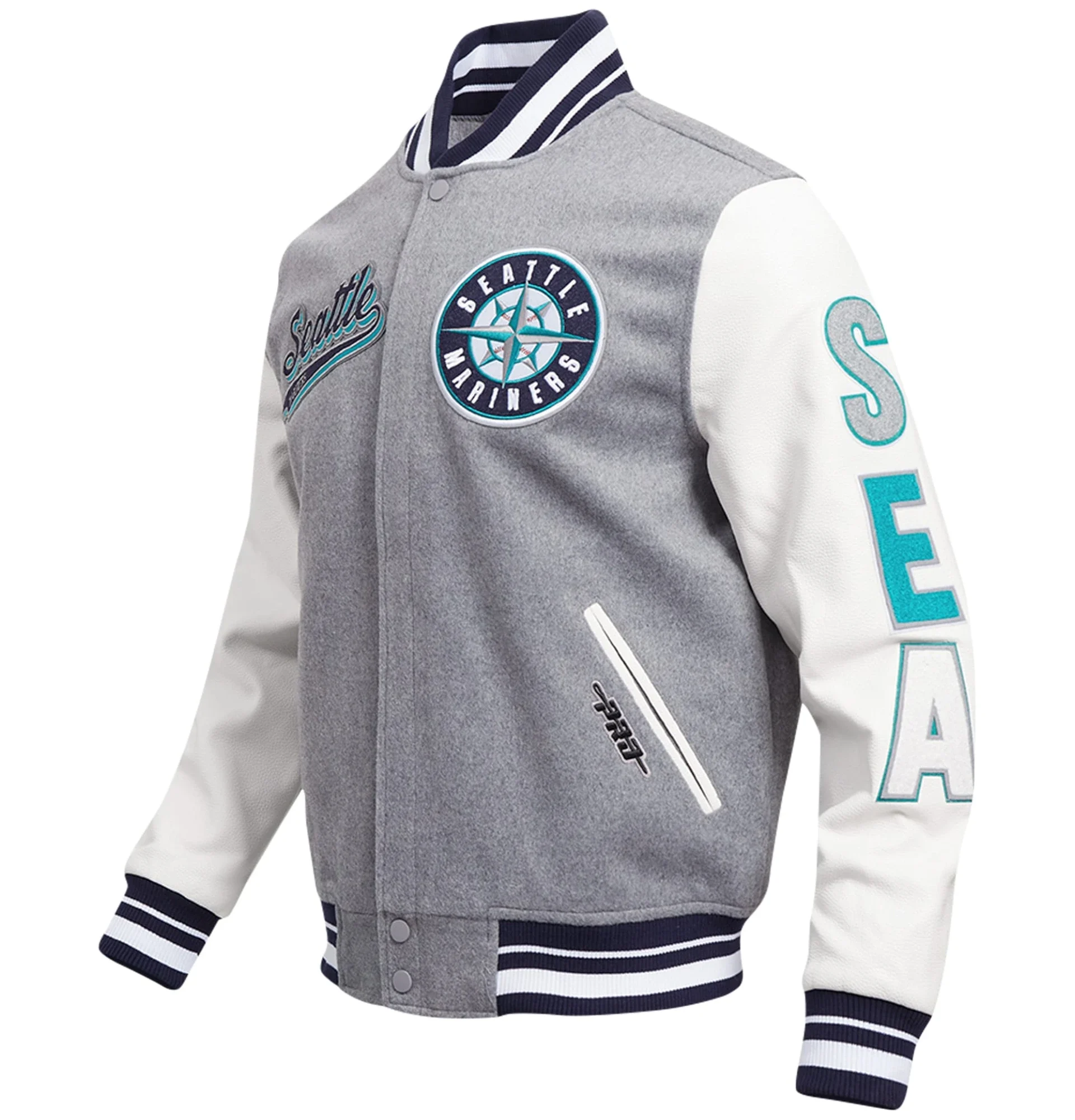 Seattle-Mariners-Pro-Standard-Script-Tail-Wool-Leather-Varsity-Jacket-leather moto 1