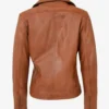 Sienna Rebel Women's Tan Leather Cross-Zip Biker Jacket (2)
