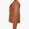 Sienna Rebel Women's Tan Leather Cross-Zip Biker Jacket (3)