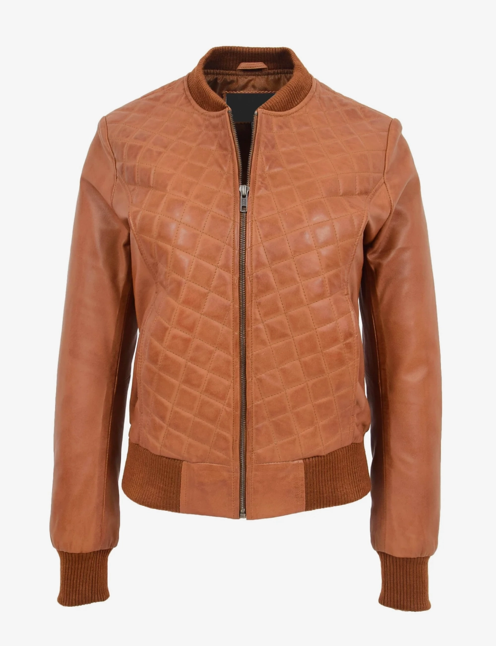 Storm Queen Women's Black Diamond Quilted Leather Bomber Jacket (1)