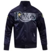 Tampa-Bay-Rays-Pro-Standard-25th-Anniversary-Full-Snap-Satin-Varsity-Jacket-leather moto 1