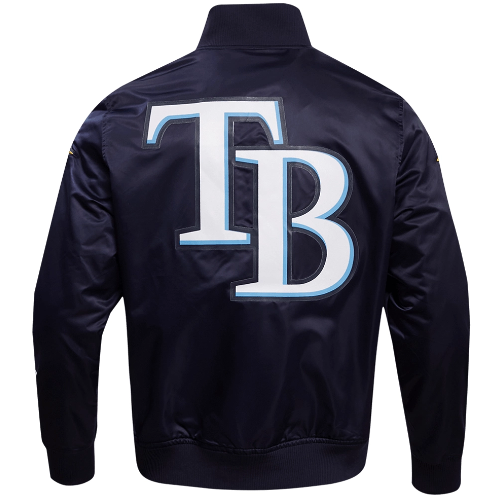 Tampa-Bay-Rays-Pro-Standard-25th-Anniversary-Full-Snap-Satin-Varsity-Jacket-leather moto 2
