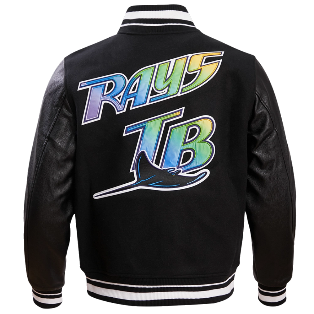 Tampa-Bay-Rays-Pro-Standard-Black-Wool-Leather-Varsity-Jacket-leather moto 2