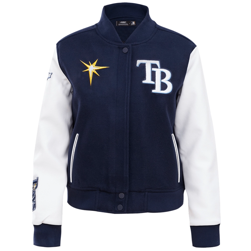 Tampa-Bay-Rays-Pro-Standard-Ribbed-Knitted-Wool-Faux-Leather-Varsity-Jacket-1