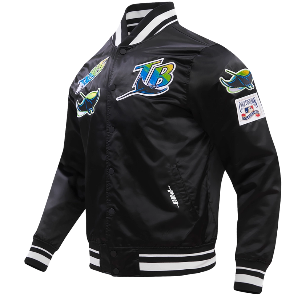 Tampa-Bay-Rays-Pro-Standard-Satin-Varsity-Black-Jacket-leather moto 3