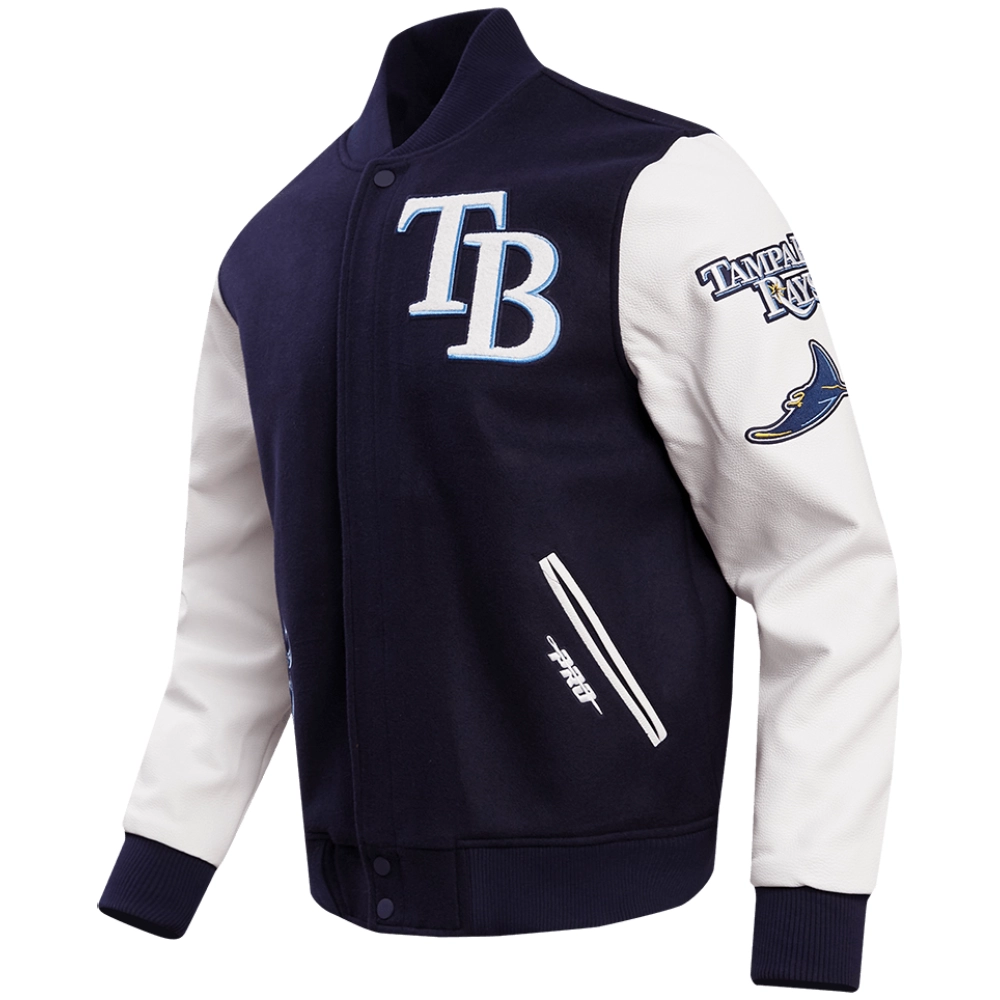 Tampa Bay Rays Pro Standard Wool & Leather Letterman Varsity Jacket - Image 3